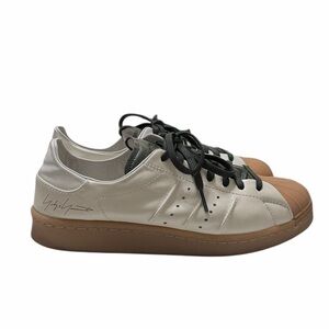 Adidas Y-3 Superstar Cream and Green Leather Sneakers Size 7.5